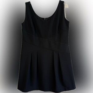 Ann Taylor Black on Black Striped Sleeveless Mini Dress Pleated Skirt, 14